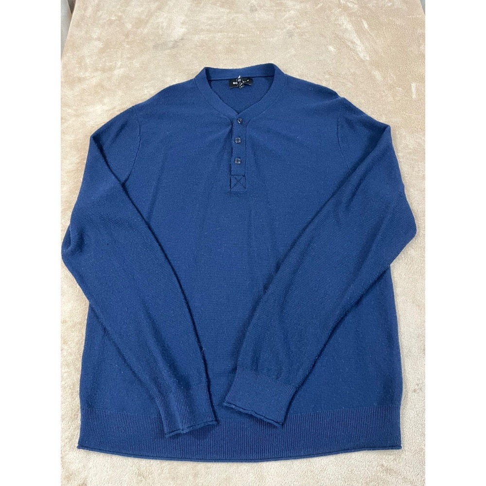 Bonobos Henley Sweater Men's XL Navy Blue Slim Fit Merino Wool Pullover L/S EUC